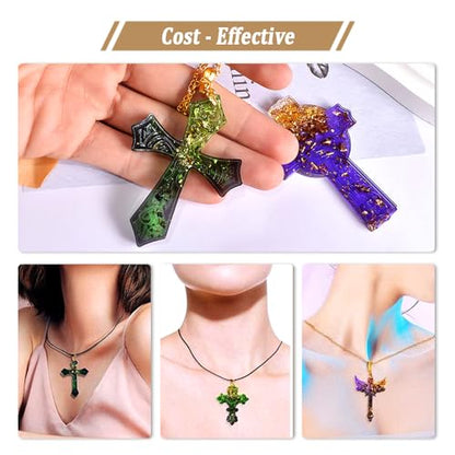 SWUAVD Cross Resin Molds, 9×7inch Epoxy Resin Cross Molds Silicone Molds for Keychain DIY Craft Necklace Jewelry Pendant Making Halloween Gifts