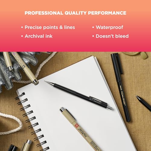 SAKURA 50203 8-Piece Pigma Manga Comic Pro Drawing Kit | Pigment-Based Archival Ink for Manga & Anime Art, Detail Work, Waterproof, Fade-Resistant, No Bleed - style: 8 Pen Pack