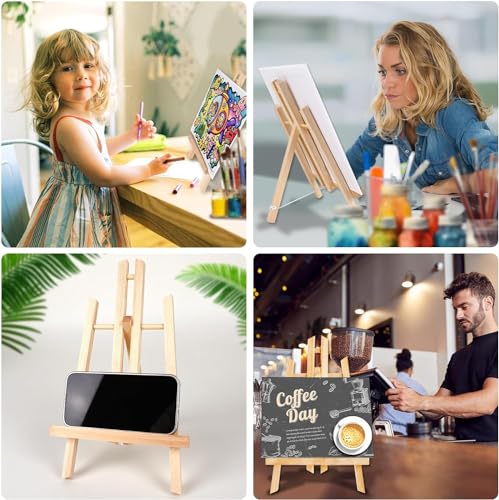 Qatalitic Set of 10 Wooden Easel, 12 Inches Display Easel Stand, H Frame Tabletop Stand for Painting Canvases, Art & Crafts, Business Card Display and Photo Sign Holder