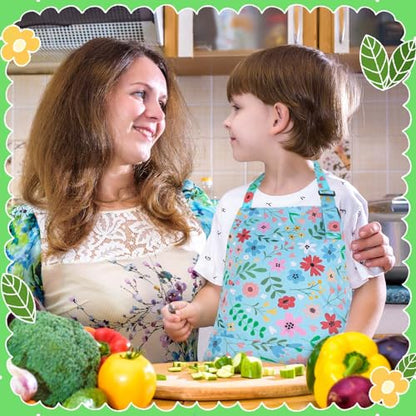 2 Pack Kids Apron, Cute Cooking Aprons, Waterproof Art Apron with Pockets, Toddler Painting Artist Apron Adjustable - color: Wildflowers and Daisies, size: 40*50cm