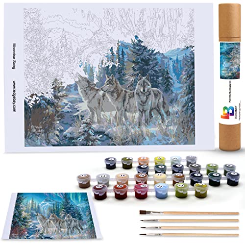 Ledgebay Paint by Numbers Kit for Adults, 16x20 Unframed Canvas - color: Moonrise Song, size: 16" x 20" Unframed