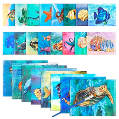 24Pcs Reusable Water Painting Set for Seniors,Dementia Product for Elderly - color: Ocean Life