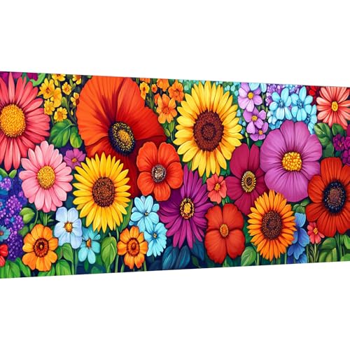 Ginfonr DIY Large Diamond Art Kits for Adults, Floral Diamond Painting for Adults, Diamond Art Flower Full Drill, Diamond Art Kits Embroidery Rhinestone Craft for Home Wall Decor 31.5 x 11.81 inch - color: flower