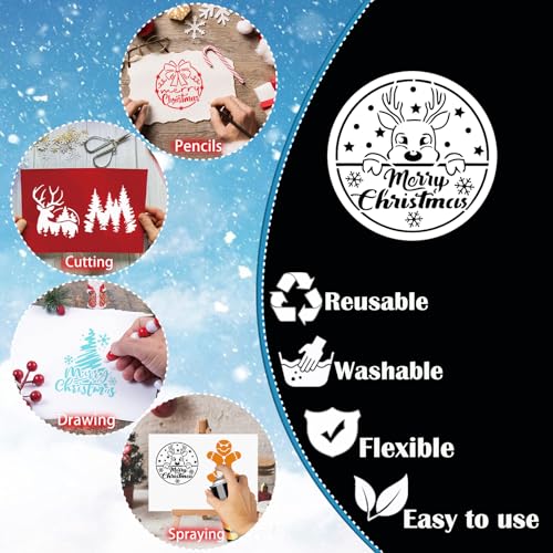 25 Pcs Christmas Stencils for Crafts Reusable 4 Inch Small Christmas Stencil for Painting on Wood Ornament Card Making Window (25 Christmas 4in) - style: 25 Christmas