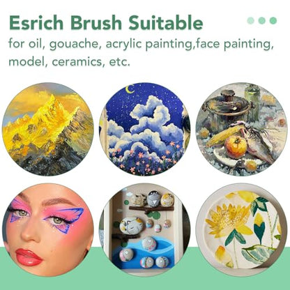ESRICH Paint Brushes Set, 8 Packs 80 Pcs Acrylic Paint Brush | Acrylic Oil Watercolor, Face Nail Art, Miniature Detailing, Rock Painting, Painting Artist Professional Kits(Green) - color: Green, size: 80
