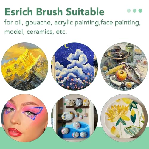 ESRICH 60PCS Paint Brushes, Paint Brush for Acrylic Painting Kids Adult Arts Painting Brush Kits - color: Green, size: 60