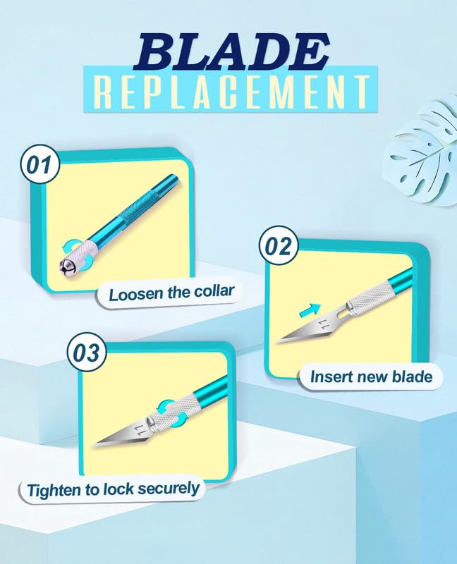 DIYSELF Precision Hobby Knife Set with 20#11 Blades, 6-Inch Metal Ruler | Precision Hobby Knife with Steel Ruler for DIY, Art & Model Making, Exacto Knife Kit, Artists & Modelers, Blue - color: Blue-20