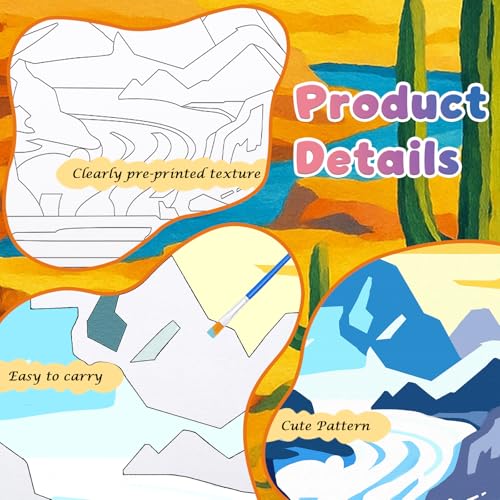 Anseal 12 Packs Landscape Pre Drawn Canvas to Paint, 5" X 7" Pre Printed Canvas for Kids, Pre Stretched Canvas Outline Painting Boards for Beginners, Students, Party Favor - color: Landscape
