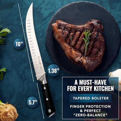 Cutluxe Butcher Knife, 10" Cimeter Breaking Knife for BBQ & Brisket - size: Cimeter 10"