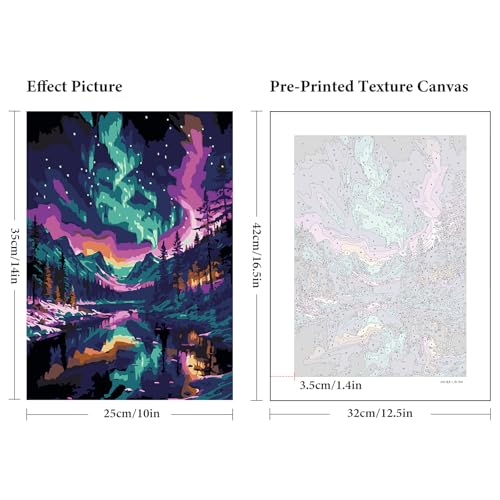 6 Pack Paint by Numbers Kit for Adults Without Frame 10x14 Inch, Aurora - color: LKOP6P-5