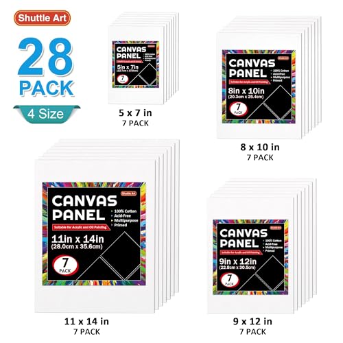 Shuttle Art Canvas Painting Kit 50-Pack, 28 Multi-Size Canvas for Painting & 22 Art Tools (Brushes, Palette, Painting Knives), Ideal Art Supplies for Acrylic Oil Gouache Painting
