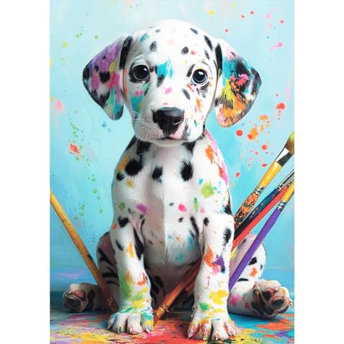 MXJSUA Cute Dog Diamond Painting Kits for Adults, 5D Dalmatian Diamond Art Kits for Beginners, DIY Full Drill Crystal Gem Painting Kits for Home Wall Decor 12x16 Inch - color: Animals-03