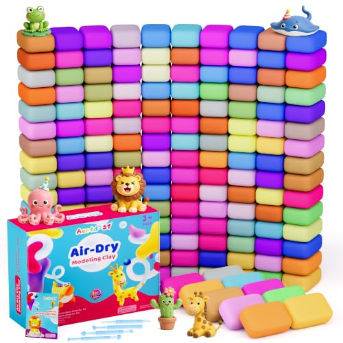 Aestd-ST Air Dry Clay 160 Colors, Modeling Clay for Kids, DIY Magic Clay | Molding Clay Kit, 4 Sculpting Tools, Resealable bags, Non-Sticky Soft, Super Light, Arts & Crafts Gift for Boys Girls Kids