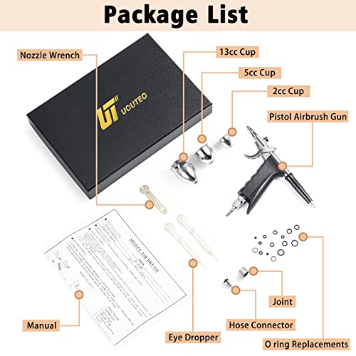 Airbrush Trigger Gun Double Action Air Brush with 0.4 mm Needles 2CC/5CC/13CC Cup for Painting - color: 166AK 0.4mm airbrush kit