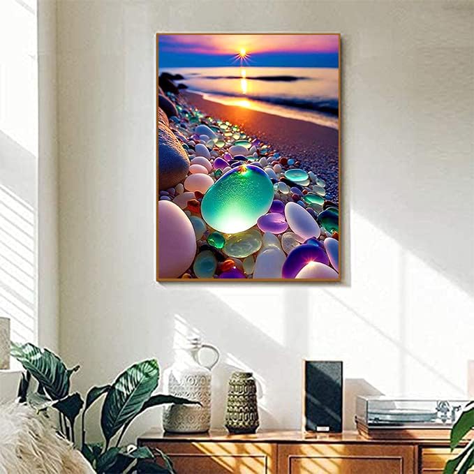 JUJUHOOD Beach Paint by Number Kits for Adults Beginner,Sunset Paint by Number Kit for Adults, Adult Paint by Number Canvas with Paintbrushes and Acrylic Pigment 16x20 inch,Sunset Beach - color: Sunset Beach