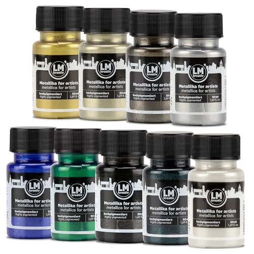 Metallic Acrylic Paint 9 x 1.69 fl oz - Set Luxe - Premium Metallic Acrylic Paints for Artists, 50ml – Perfect for Canvas, Wood, Ceramic, and DIY Projects - color: Luxe