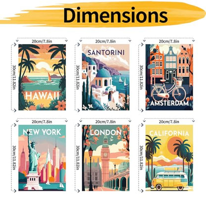 YALKIN 6 Packs Paint by Number Kits for Adults Beginners, DIY Oil Acrylic Painting by Number Kits on Canvas Without Frame, Adults Paint by Number for Home Wall Decor Gifts 20x30CM/7.8x11.8IN