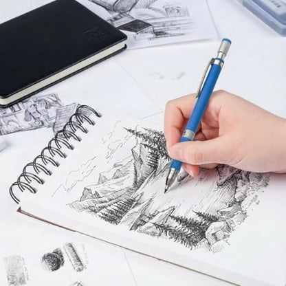 0.5mm 0.7mm 2.0mm Mechanical Pencil: 6 Pencils Set with Case Drawing Sketch