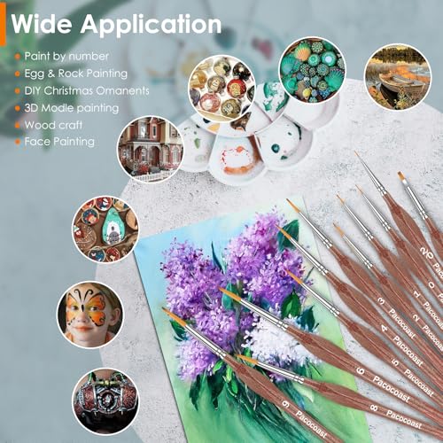 12PC Miniature Brushes, Pacocoast Detail Paint Brushes Set for Fine Detailing & Art Painting, Small Tiny Paint Brush Perfect for Acrylic, Paint by Number, Figurine, Craft, Models (Silver, Brown) - color: Silver, Brown
