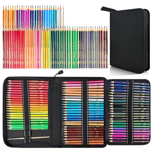 72Pcs Colored Pencil Set with Pencil Case,Pre-sharpened Drawing Pencils | No Duplicates,Artists Wooden Pencils Set for Sketching Blending Shading, Travel Zippered Pencil Case for Adult Coloring Books - color: Multicolor