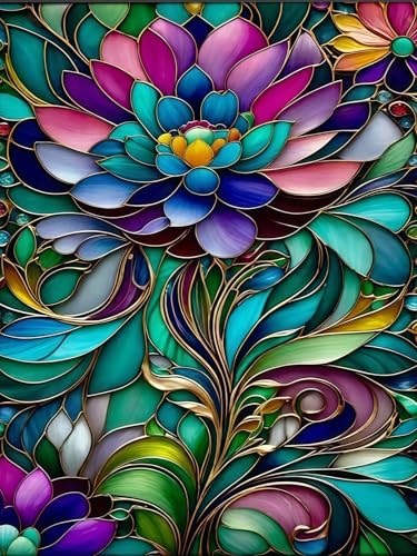 Lotus Diamond Painting Kit 11.8x15.7Inch, Diamond Art for Adults Full Drill | Relaxing DIY Hobby Beautiful Wall Decor for Living Room - color: KM1171-1