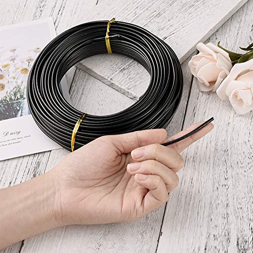 82 Feet 9 Gauge Aluminum Wire Black Bendable Metal Craft Wire for Beading Jewelry Craft Making - color: Round-Black, size: 3mm