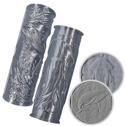Pottery Clay Animal Texture Roller,Polymer Molding Art Hand Rollers Tools,Embossing Pattern Rolling Pins for DIY Crafts Making,4.1 Inches,Whale and Jellyfish,2 Piece - color: Whale and Jellyfish