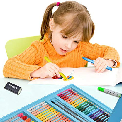 Sunnyglade 185 Pieces Double Sided Trifold Easel Art Set Art Supplies Blue - color: Blue
