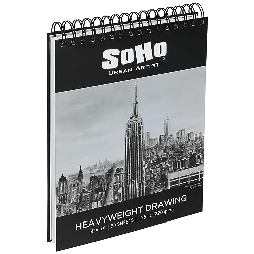 SoHo Urban Artist Hardcover Drawing Pad 8x10-135 lb. (220gsm), 50 Sheets, Drawing Paper Pads for Artists, Travel, Illustrations, & More - size: 8"x10"