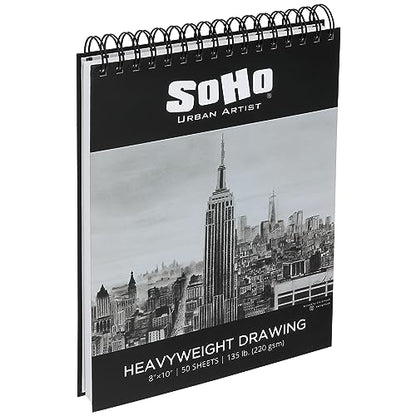 SoHo Urban Artist Hardcover Drawing Pad 8x10-135 lb. (220gsm), 50 Sheets, Drawing Paper Pads for Artists, Travel, Illustrations, & More - size: 8"x10"