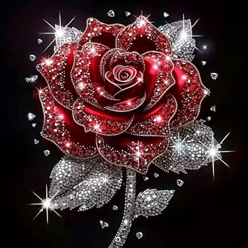 COHAYISY Rose Diamond Painting Kits for Adults,Rose Flower Diamond Art Kits for Beginners, Red Roses Gem Art Kits for Adults for Home Wall Decor 12x12inch Floral - color: 25-16 Rose