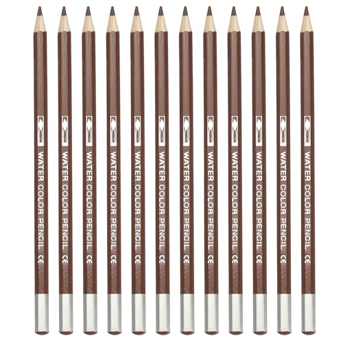 PATIKIL Watercolor Pencil, 12Pcs Water Soluble Pencils for Blending, Coloring, Sketch Drawing, Painting, Coffee - color: Coffee