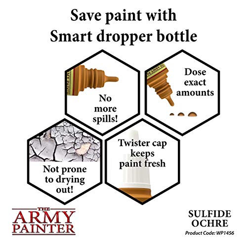 The Army Painter Sulfide Ochre Warpaint - Acrylic Non-Toxic Heavily Pigmented Water Based Paint for Tabletop Roleplaying, Boardgames, and Wargames Miniature Model Painting - color: Sulfide Ochre