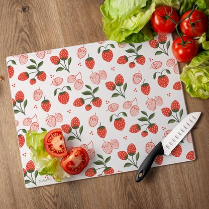 CounterArt Tooty Fruity 3mm Tempered Glass Cutting Board 12" x 15" | Serving Board, Charcuterie Board - color: Tooty Fruity