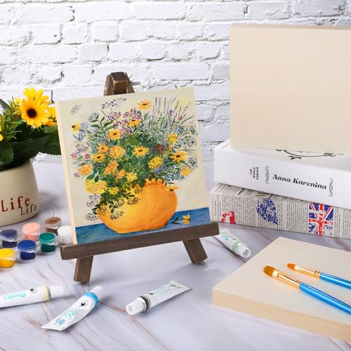 Aodaer 8 Pack Wood Panels 6 x 6 Inch Wooden Panels Canvas Unfinished Craft Wood Boards Panels for Art Crafts Acrylic and Oil Painting Pouring DIY Projects - size: 6 x 6 Inch