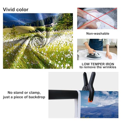 12x10ft Vinyl Summer Landscape Backdrops for Photography Background Blooming Flower Mountain Landscape Grass Field Vacation Holiday Party Backdrop Children Adults Portraits Photo Studio - size: 12x10ft