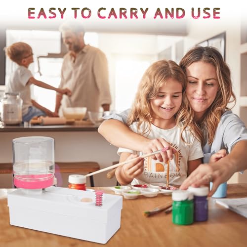 Upgraded All in 1 Paint Brush Cleaner Tool Paint Brush Rinser Paint Water Dispenser Painting Station for Acrylic, Watercolor, Oil Christmas&Birthday Gift for Kids（Give 4 Pen & Pen holder & paint tray） - color: 02 Pink