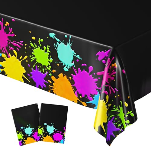 Blue Orchards Glow Party Table Covers (Pack of 2) - 54"x108" XL - Neon Glow Birthday Party Tablecloth, Blacklight Glow in The Dark Decorations, Fluorescent Tableware, Rave Event Theme Supplies Decor - color: Glow (Pack of 2)
