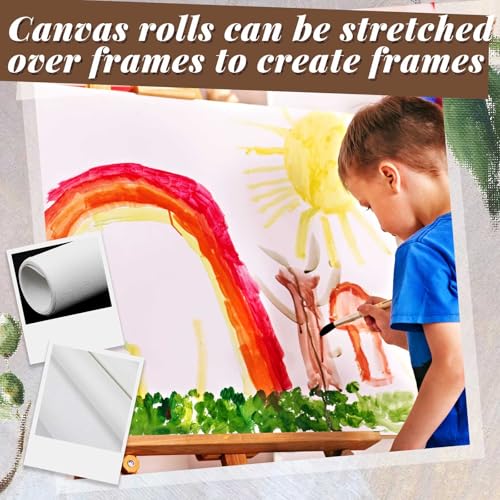 Kinlop 48 Inch X 40 Feet Double Primed Cotton Canvas Large White Canvas Roll for Oil and Acrylic Painting - color: White, size: 48 Inch X 40 Feet
