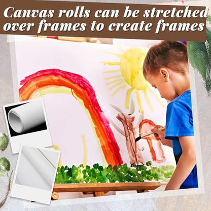Kinlop 48 Inch X 40 Feet Double Primed Cotton Canvas Large White Canvas Roll for Oil and Acrylic Painting - color: White, size: 48 Inch X 40 Feet