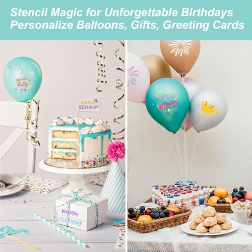 Birthday Stencils for Painting, 64 Pcs 3 Inch for Cards Scrapbooks | Reusable & Easy to Clean, Cake & Party Icons, Favor Bags, Cupcake Picks, Classroom Projects, Beginner Friendly - color: Birthday