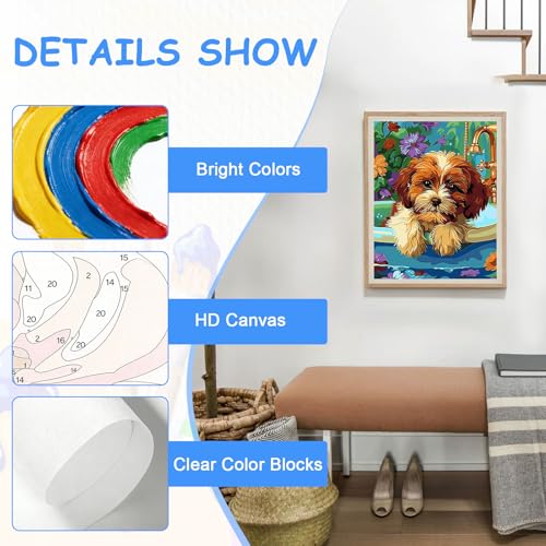 zpptAugs Paint by Numbers Kit for Adults Beginners，Dog Funny Adult Paint by Number Kits on Canvas,Digital Oil Number Painting Kits for Home Decor Gift 12"x16"(Without Frame)