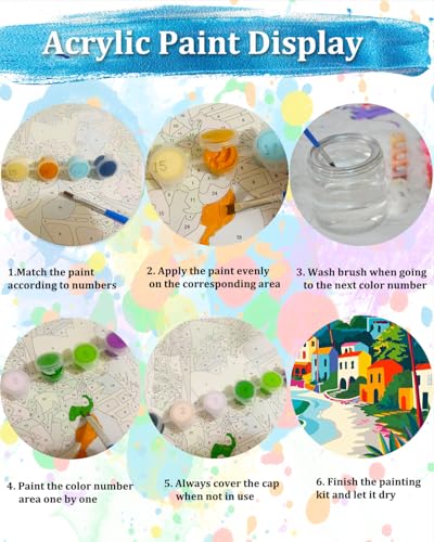 TOCARE Framed Paint by Numbers Kit for Adults & Kids Ages 8-12, 12x12Inch Colorful Leopard Paint by Numbers with Frame, Leopard Paint by Number Framed Canvas for Animal Lovers (Without Easel) - color: TC-F-370