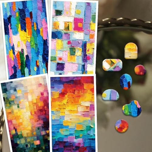 OLYCRAFT 24Pcs Abstract Painting Clay Transfer Paper 4 Styles Transfer Paper for Polymer Oil Painting Texture Polymer Clay Transfers Sheets Colorful Transfers Papers for Clays Earrings Jewelry Making - style: Abstract Painting