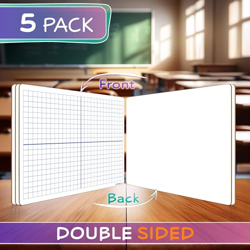 SCRIBBLEDO XY Axis Coordinate Graph White Boards 9x12, 5 Pc Erasers Include | Easy to Clean No Ghosting, Eraser Included Budget Friendly Set , Robust Hardboard, For Math Geometry Graphing and Stem - size: 9x12 Inch