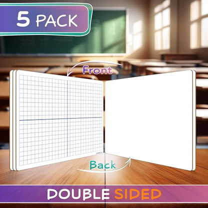 SCRIBBLEDO XY Axis Coordinate Graph White Boards 9x12, 5 Pc Erasers Include | Easy to Clean No Ghosting, Eraser Included Budget Friendly Set , Robust Hardboard, For Math Geometry Graphing and Stem - size: 9x12 Inch