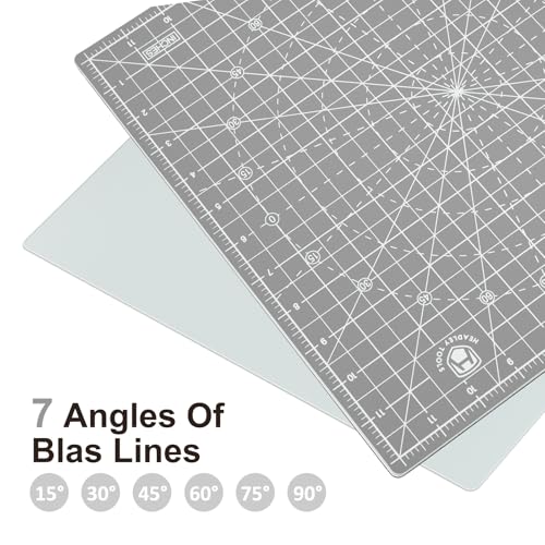 Headley Tools 12"x12" Rotating Cutting Mat, Self Healing Mat with 360-Degree Rotation & Anti-Slip Base, Sewing Board Cutting Mat Perfect for Fabric Quilting Leather Hobby Project, Grey - color: Gray, size: 12"L x 12"W