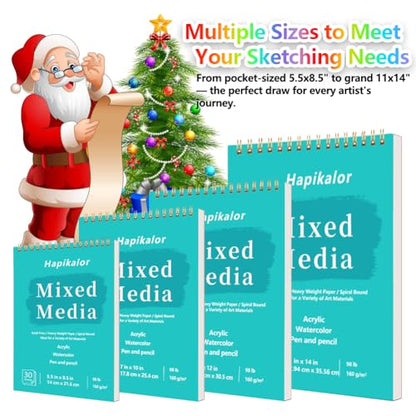 Mixed Media Sketchbook 11 "x 14" Multimedia Sketchbook, Sketch Book | Top Spiral Bound Sketch Book, 98lb/160gsm Mixed Media Paper, Watercolor Paper Sketch Pads for Drawing, Painting, Art Supplies - size: 11" x 14"