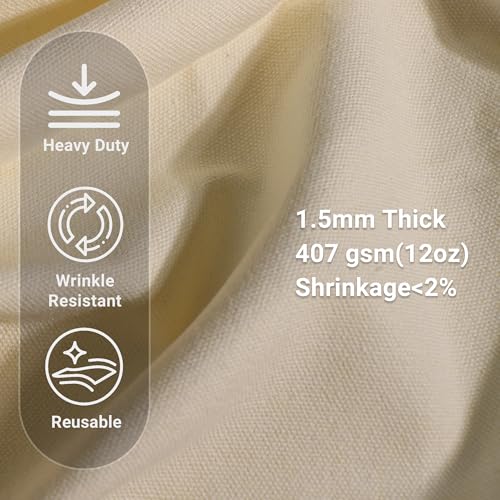 12oz Heavy Duty Cotton Canvas Fabric, Thickend Cotton Duck Cloth, 2 Yard - color: Beige, size: 2 Yards Pre-cut