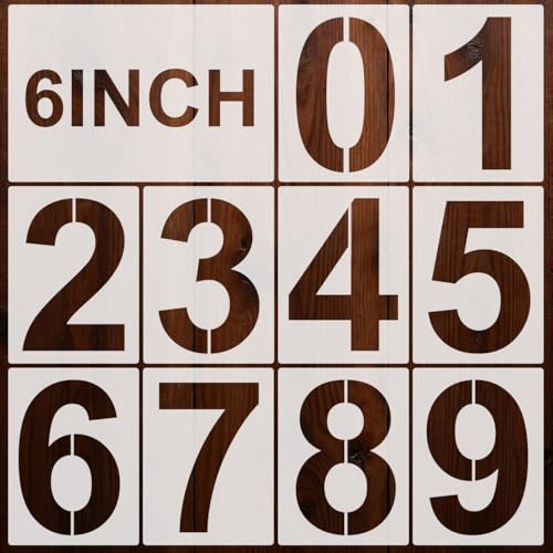 Number Stencils for Painting, 10 Pcs 6 Inch for Cakes Wood Signs Crafts | Reusable & Easy to Clean, Address Numbers & Party Dates, Favor Bags, Classroom Projects, Scrapbooks, Beginner Friendly - color: Number 6"